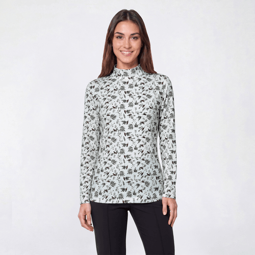 Petite Hasting & Smith Long Sleeve Mock Neck Bird Tee
